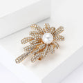 Crystal Firework Flower Brooch with Pearl Center for Jackets and Scarves view 3