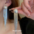 Pearl Top Chain Fringe Drop Earrings For Women Jewelry view 4