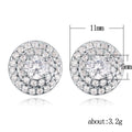 Round Cluster Stud Earrings with Layered White Stones view 5