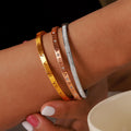 Titanium Steel Hinge Bangles Roman Numerals Pavé Crystal view 4