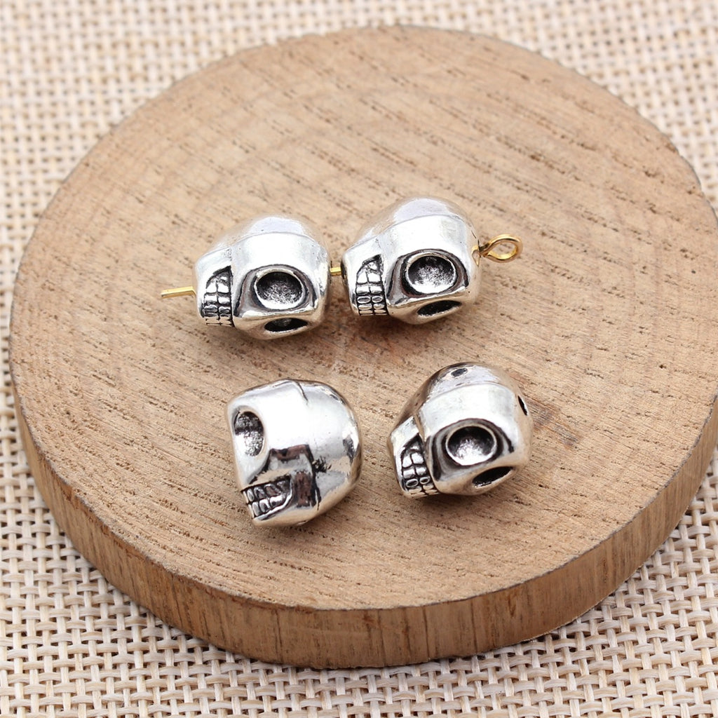 12.3x10x11.5mm 4.7g Antique Silver Zinc Alloy Skull Small Hole Loose Metal Beads for DIY Jewelry Making