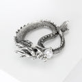 Coiled Dragon Pearl Brooch Silver or Gold Tone Metal Pin Brooch view 4