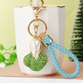 Jeweled Bok Choy Keychains in Pink and Green with Braided Loops view 4
