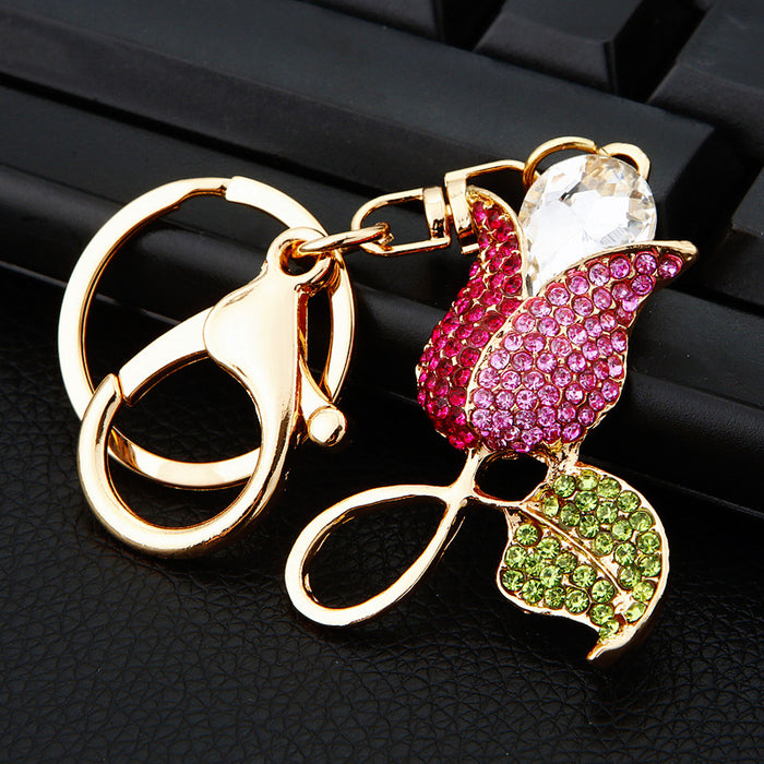 Dewdrop Rose Keychains in Fuchsia and Purple with Unlisted Main Images