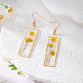 Rectangular Gold Frame Resin Dried Flower Earrings 7 Styles view 9