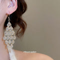 Clear Crystal Cluster Hook Earrings with Reflective Details view 3