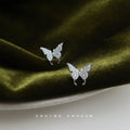 Silver Pavé Crystal Butterfly Stud Earrings Mini Wings view 3