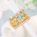 Gold Tone Four-Piece Stack Ring Set Marquise Leaf Sizes 6-10 view 3