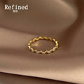 Gold Tone Wavy Clear Stone Slim Band Ring For Women view 2