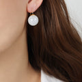 Resin Ball Hook Earrings Dark Grey White Amber Gold Tone view 7