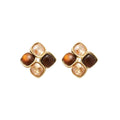 Brown Floral Stud Earrings in Two Coordinated Designs view 5