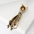 Tall Sitting Cat Brooch in Antique Gold or Silver Tone view 3