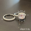 Cushion Halo Two Band Ring Set in Three Metal Tones view 4
