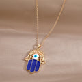 Gold and Silver Tone Open Hamsa Necklaces and Clip Keychains view 6