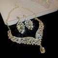 Gold Teardrop Rhinestone Necklace Earring Set 2 Colors view 6