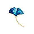 Aqua Blue Ginkgo Leaf Two Designs Metal Brooch Pin view 6