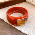 Acrylic Wide Bangle with Square Gold-Framed Cabochon view 7