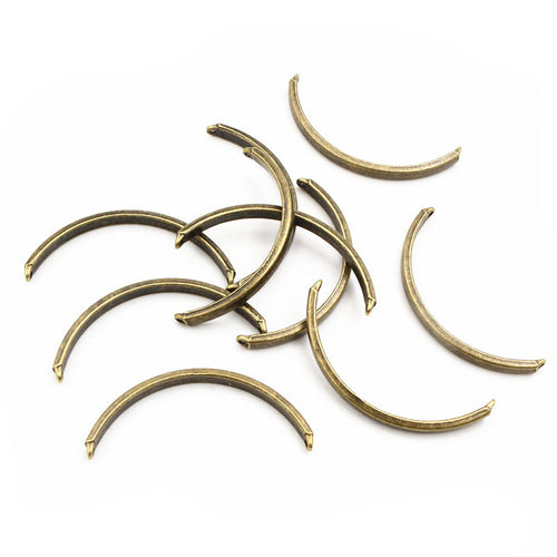 Antique Bronze Curved Tube Bracelet Connector Components, close view of the finish and front surface