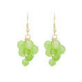 Green Grape Bead Cluster Gold Tone Dangle Hook Earrings view 5
