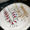 Crystal Fringe Choker Necklace in Red or Champagne Gold view 2