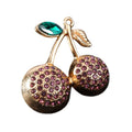 Rhinestone Double Cherry Charm Pendant Gold Tone Five Colors view 5
