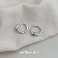Silver Knot Accent Round Mini Huggie Hoop Earrings view 1