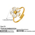 Gold Tone Clear Five-Petal Flower Jewelry Set Pieces view 8