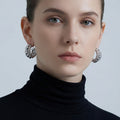 Twisted Link C Hoop Stud Earrings in Gold and Silver Tone view 4
