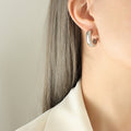 Chunky Thick Smooth C-Shape Hoop Earrings Gold Or Steel Tone view 6