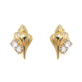 Gold Tone Conch Shell And Clear Stone Earrings In Stud And Clip Styles view 5