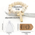 Natural White Wood Bead Crucifix Stretch Bracelet Charms view 4
