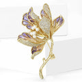 Enamel Leaf Floral Branch Brooch With Pearls in Green or Purple view 2