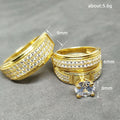 Round Clear Solitaire And Pave Couple Ring Styles In Gold Tone view 5