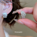 Silver Leaf Zircon Open Ring And Ear Clips 2 Styles view 2
