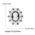 Pearl Cameo Lady Head Brooch Silver Blue Crystal Halo view 5