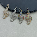 Pave Rhinestone Treble Clef Music Note Charm Pendant view 2