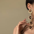 Leopard Print Disc Statement Earrings With Long Drops view 4