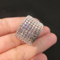 Crystal Pave Openwork Wide Band Ring With Clear Stone Accents view 4