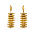 Stacked Polished Disc Drop Earrings in Gold and Silver Tone view 5