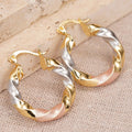 Tricolor Layered Spiral Hoop Earrings in Tricolor Metals view 2