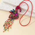 Beaded Flamingo Charm Pendant with Rhinestone Fringe Tassel view 4