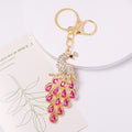 Rhinestone Peacock Keychain Teardrop Tail Gold Clasp Six Colors view 9
