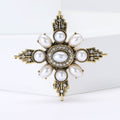 Antique Gold Silver Pearl Starburst Crystal Brooch Pins view 2