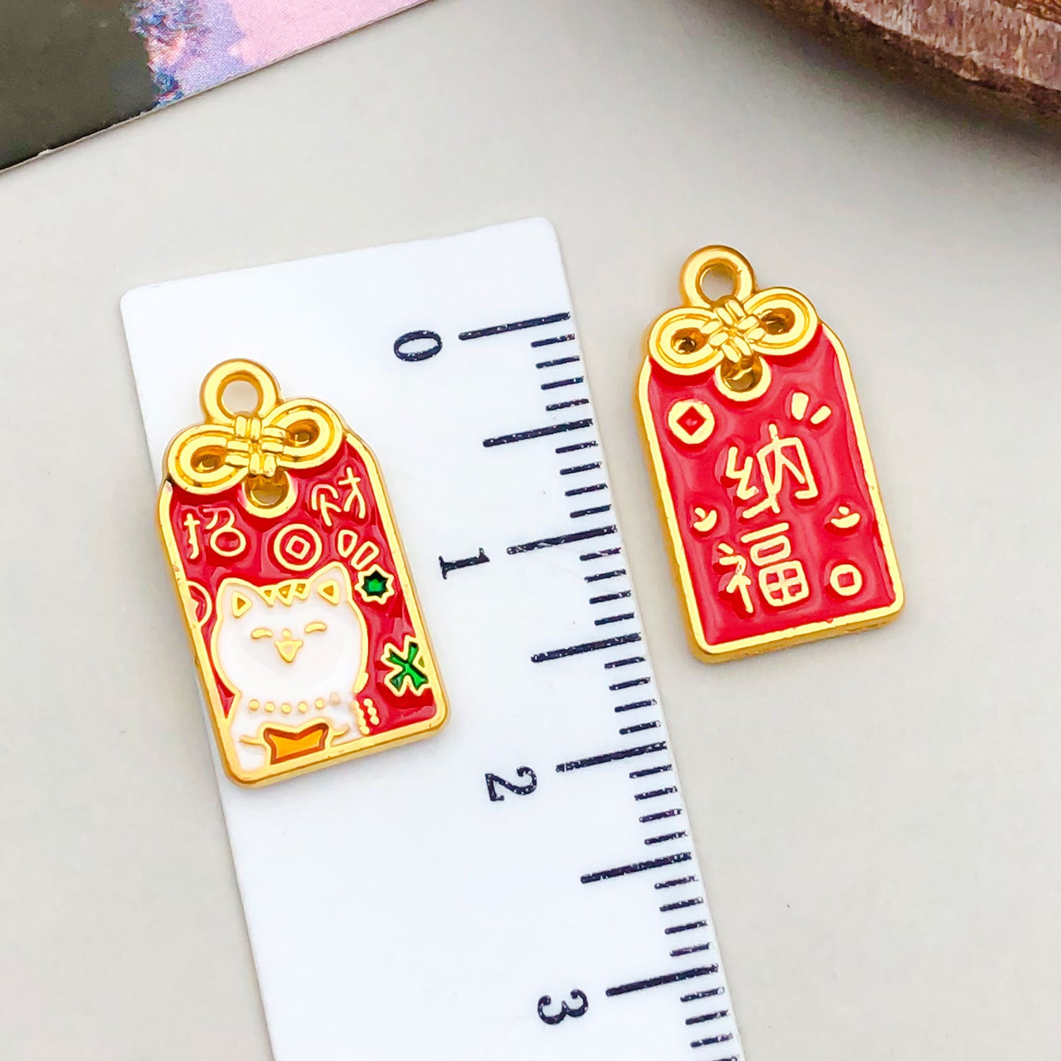 Gold Tone Zinc Alloy Lucky Cat Luck Charm Pendant for DIY Bracelet Necklace Keychain
