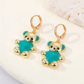 Gold Tone Colorful Bear Huggie Drop Earrings in Seven Colors view 8