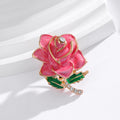 Gold Tone Rose Crystal Enamel Metal Brooch Pin for Jackets and Lapels view 5