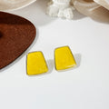 Gold Rim Marbled Trapezoid Statement Stud Earrings in Three Colors view 7