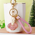 Jeweled Bok Choy Keychains in Pink and Green with Braided Loops view 3