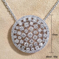 Silver Round Openwork Pave CZ Disc Pendant Necklace view 2