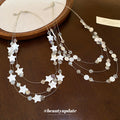 Multi Strand White Mother of Pearl Crystal Necklace view 4